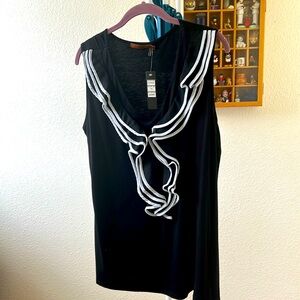 Black Sleeveless Ruffle Top - 1X